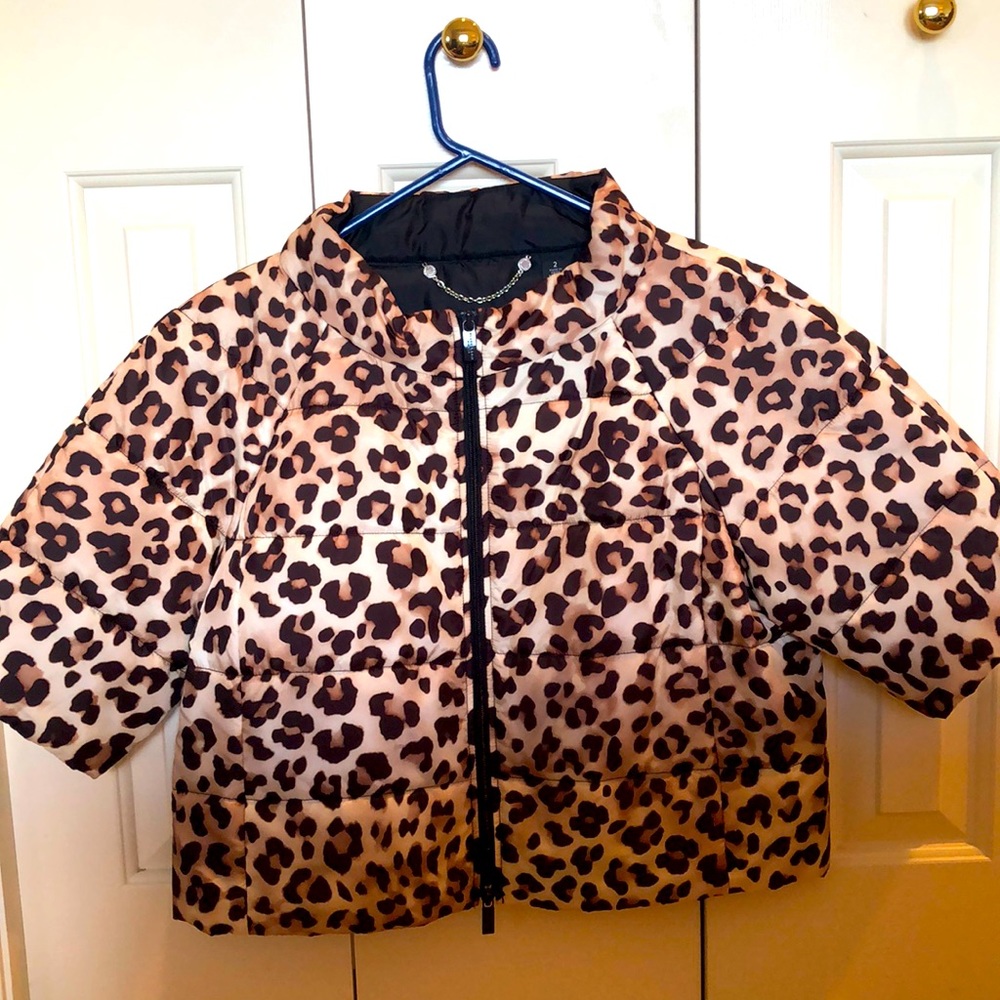 Chico’s Black Label Leopard Print Puffer Cropped Jacket